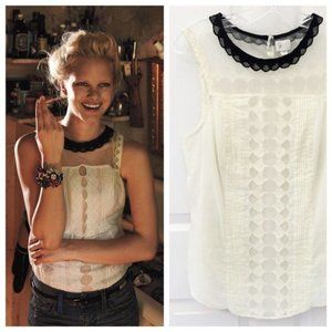 Anthropologie Postmark Lace Onyx Scalloped Blouse